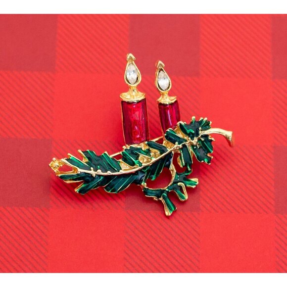 Vintage Christmas Candles Brooch - O26 - Picture 1 of 2